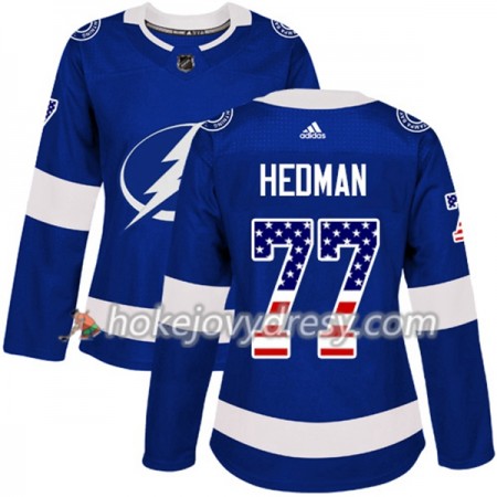 Dámské Hokejový Dres Tampa Bay Lightning Victor Hedman 77 2017-2018 USA Flag Fashion Modrá Adidas Authentic